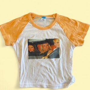 Gildan Orange and White Graphic Crop Top